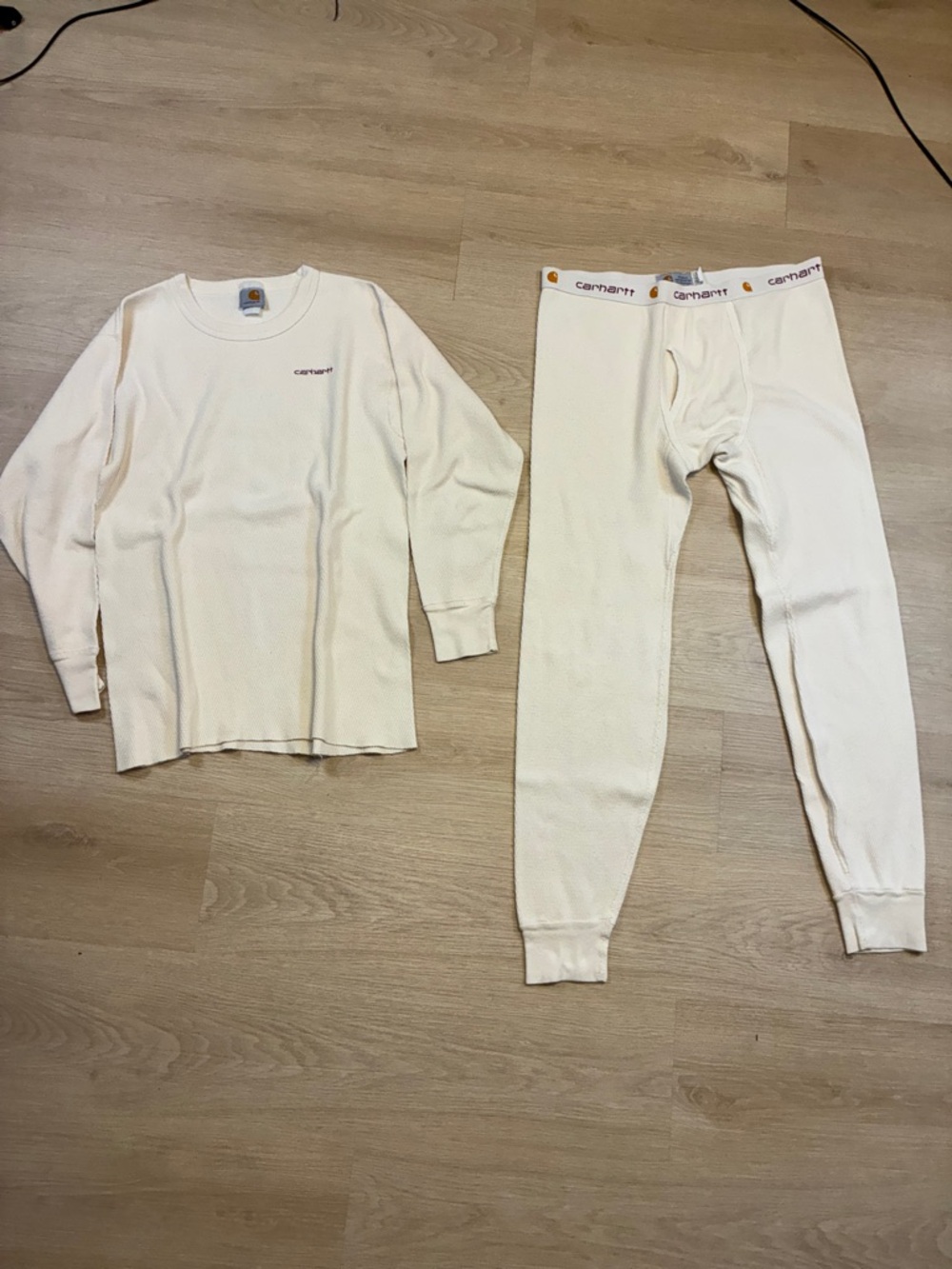 Carhartt Men's Heavyweight Thermal Base Layer set Cream Waffle XL 100% Cotton